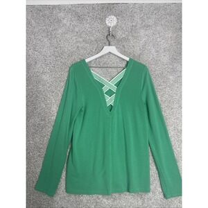 Lilly Pulitzer M Kelly Green White Jersey Knit Top Strappy Back